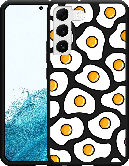 Galaxy S22 Hoesje Zwart Eitje - Designed by Cazy