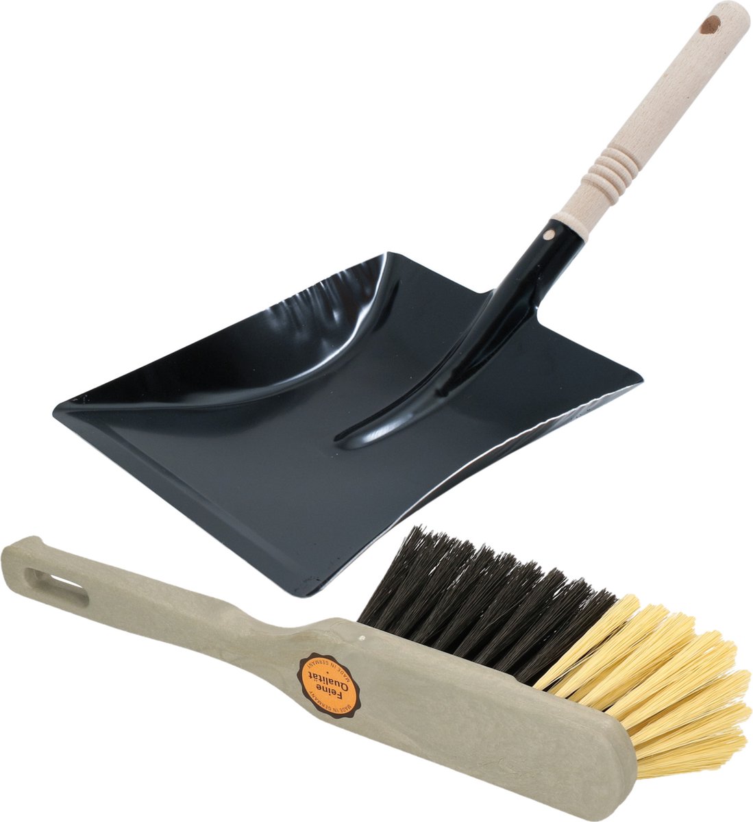 Goedkoopste Luxe stoffer en blik grijs/zwart van metaal voor binnen - Zachte stoffers