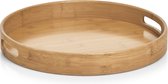 Zeller Dienblad - 1x - bamboe hout - rond - 38 x 5 cm - serveerblad voor glazen/hapjes/kopjes