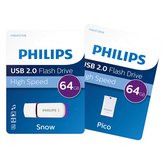 Philips Snow & Pico Edition - 2x 64GB - USB 2.0A - USB Stick Bundel - 2-pack