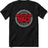 1943 Limited Edition | Feest Kado T-Shirt Heren - Dames | Zilver - Rood | Perfect Verjaardag Cadeau Shirt | Grappige Spreuken - Zinnen - Teksten | Maat L