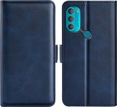 Motorola Moto G71 Hoesje - MobyDefend Luxe Wallet Book Case (Sluiting Zijkant) - Blauw - GSM Hoesje - Telefoonhoesje Geschikt Voor: Motorola Moto G71