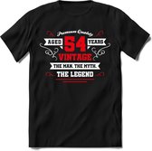 54 Jaar Legend - Feest kado T-Shirt Heren / Dames - Wit / Rood - Perfect Verjaardag Cadeau Shirt - grappige Spreuken, Zinnen en Teksten. Maat 3XL