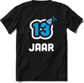 13 Jaar Feest kado T-Shirt Heren / Dames - Perfect Verjaardag Cadeau Shirt - Wit / Blauw - Maat L