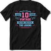 10 Jaar Legend - Feest kado T-Shirt Heren / Dames - Licht Blauw / Licht Roze - Perfect Verjaardag Cadeau Shirt - grappige Spreuken, Zinnen en Teksten. Maat S