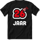 26 Jaar Feest kado T-Shirt Heren / Dames - Perfect Verjaardag Cadeau Shirt - Wit / Rood - Maat XXL