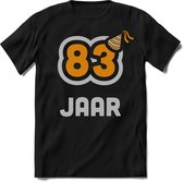 83 Jaar Feest kado T-Shirt Heren / Dames - Perfect Verjaardag Cadeau Shirt - Goud / Zilver - Maat XL