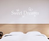 Stickerheld - Muursticker Sweet dreams - Slaapkamer - Droom zacht - Lekker slapen - Engelse Teksten - Mat Wit - 41.3x111cm