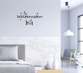 Stickerheld - Muursticker Slaap lekker met bed - Slaapkamer - Droom zacht - Sterren en maan - Nederlandse Teksten - Mat Zwart - 27.5x50.2cm