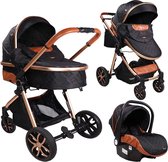 Cangaroo Alma Black 3-in-1 Combi Kinderwagen incl. Autostoel
