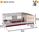 konijnenkooi Krolik 140 Plus 142 cm hout/staal rood/wit