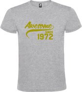 Grijs T-shirt ‘Awesome Sinds 1972’ Goud Maat XXL