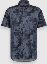 Twinlife Heren Chambray Allover Print SS - Overhemden - Lichtgewicht - Wasbaar - Blauw - XL