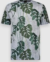 Twinlife Heren Tee Crew Allover Print Leaf - T-Shirts - Wasbaar - Ademend - Grijs Groen - L