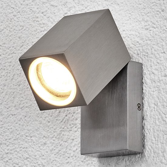 Lindby - Wandlamp buiten - 1licht - aluminium, glas - H: 10 cm - GU10 - aluminium