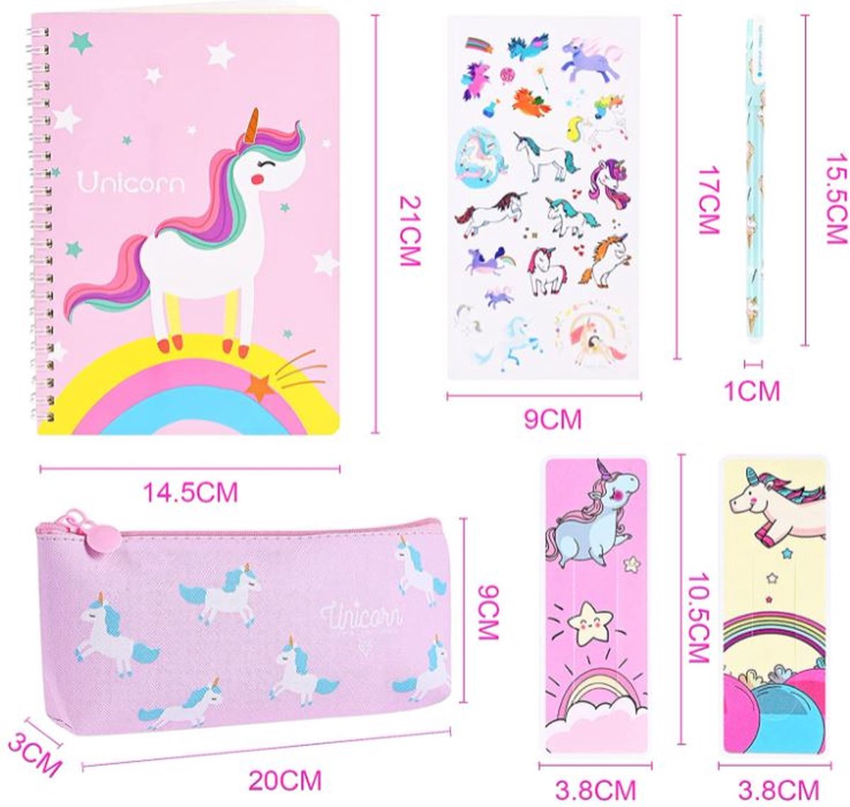 Ensemble de dessin Unicorn - 40 pcs Papeterie, coffret cadeau avec  marque-page