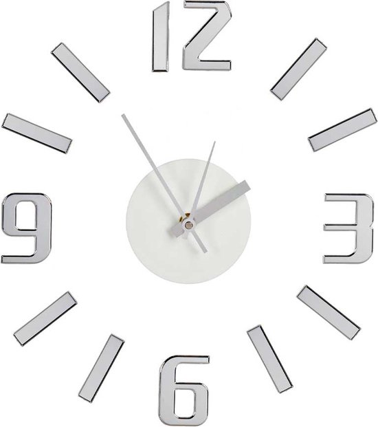 Giftdecor Horloge Murale Autocollant 1,5v 45 Cm Abs/eva Argent/Blanc