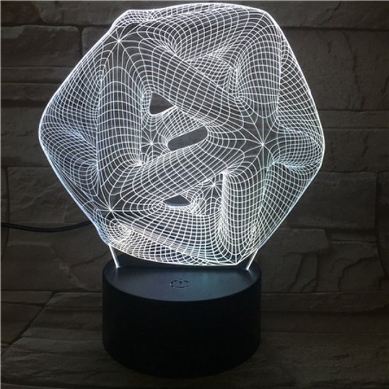 3D Led Lamp Met Gravering - RGB 7 Kleuren - Illusie