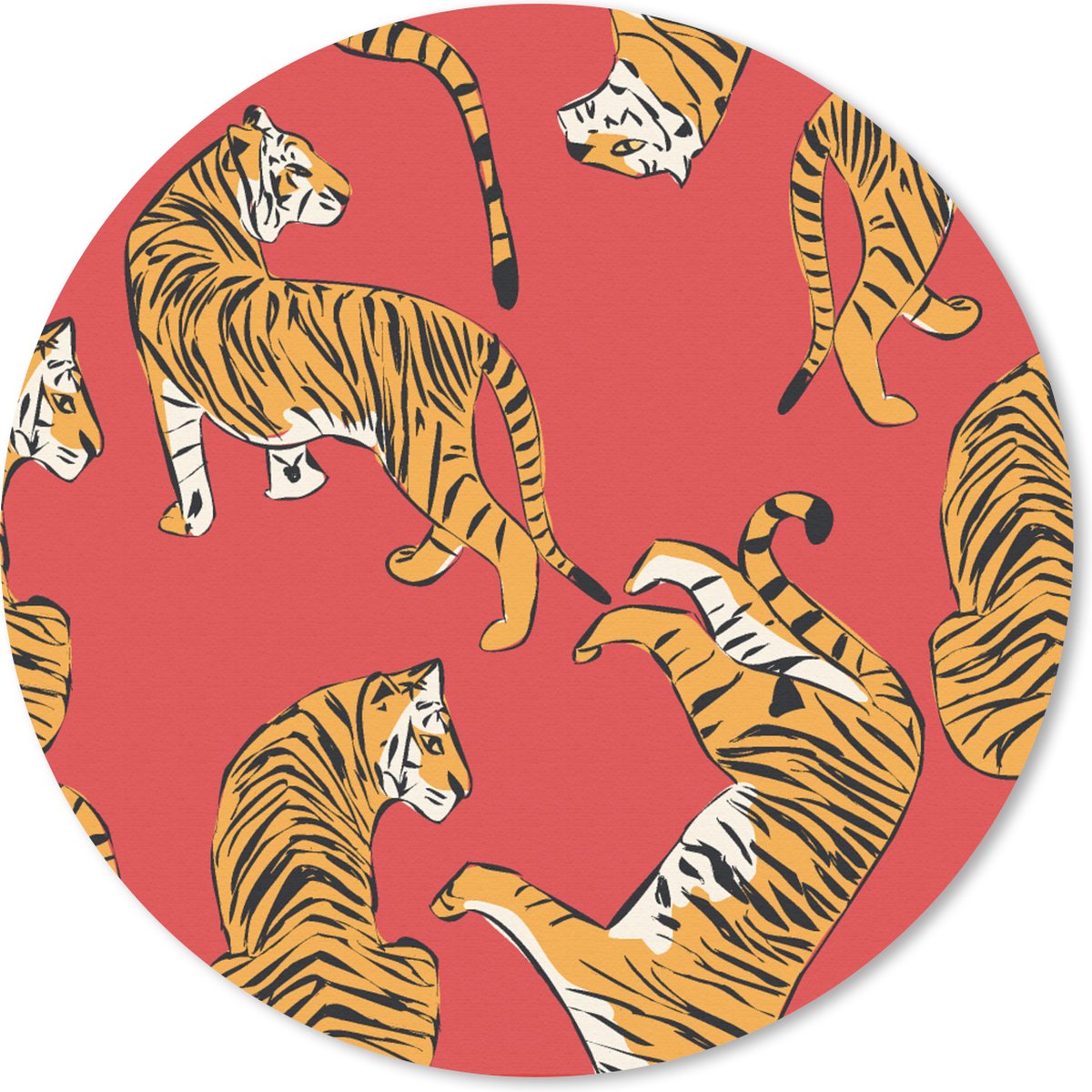 Muismat rond 40x40 cm - Mousepad Tiger - Jungle - Patronen - Ronde muismatten