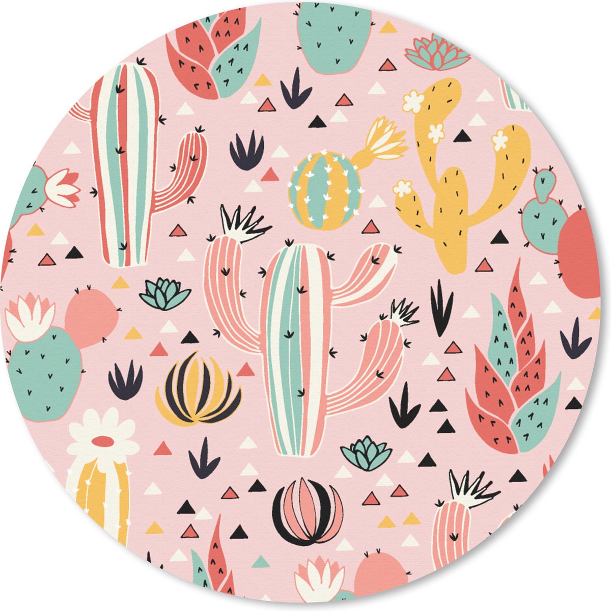 Muismat rond 30x30 cm - Mousepad Planten - Patronen - Cactus - Ronde muismatten