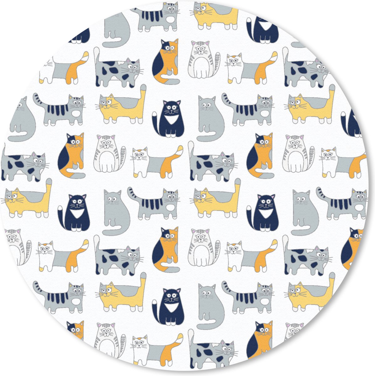 Muismat rond 30x30 cm - Mousepad Patroon - Kat - Poes - Jongens - Meisjes - Kinderen - Kindje - Ronde muismatten