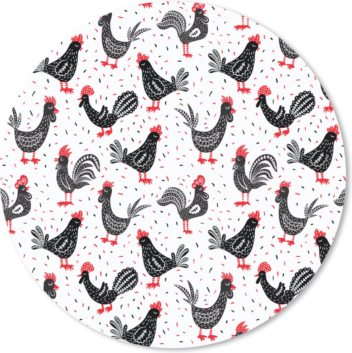 Muismat rond 20x20 cm - Mousepad Patroon - Kip - Vogel - Ronde muismatten
