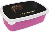 Broodtrommel Roze - Lunchbox - Brooddoos - Dordrecht - Plattegrond - Stadskaart - Kaart - 18x12x6 cm - Kinderen - Meisje