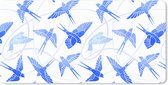 Bureau onderlegger - Muismat - Bureau mat - Patroon - Blauw - Vogel - 80x40 cm