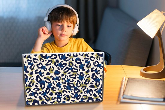 Sticker pour ordinateur portable - 10,1 pouces - Panthère - Design - Blauw - Vert - 25x18cm - Autocollants pour ordinateur portable - Skin pour ordinateur portable - Housse