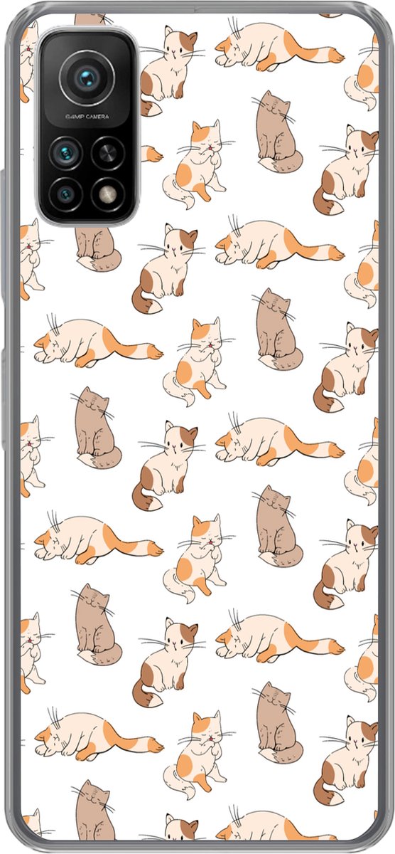 Telefoonhoesje Geschikt voor Xiaomi Mi 10T 5G hoesje - Patroon - Kat - Kitten - Jongens - Meisjes - Kinderen - Kids - Siliconen Telefoonhoesje Telefoonhoesje