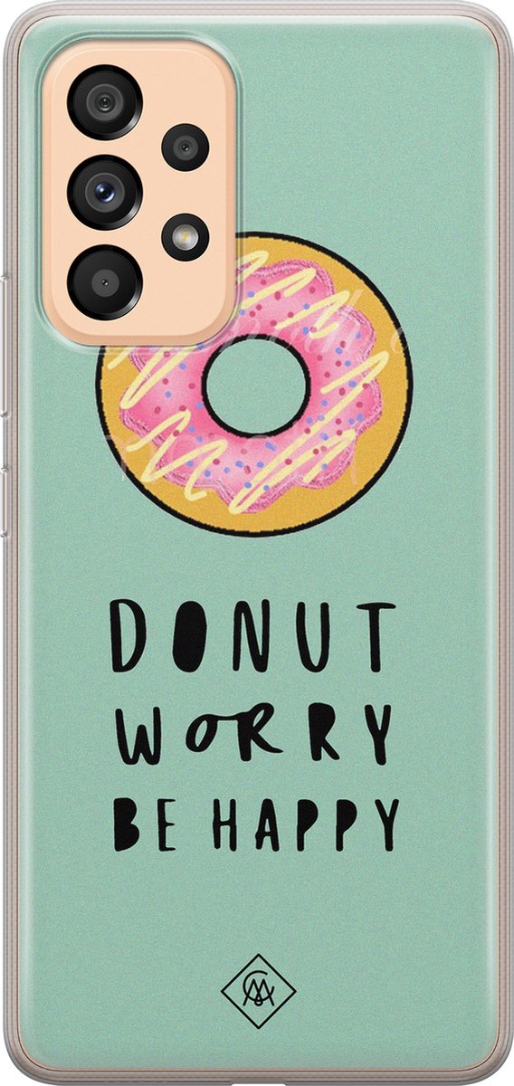 Casimoda® hoesje - Geschikt voor Samsung A53 - Donut Worry - Backcover - Siliconen/TPU - Mint