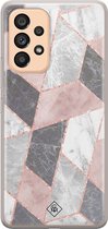 Casimoda® hoesje - Geschikt voor Samsung A53 - Stone grid marmer / Abstract marble - Backcover - Siliconen/TPU - Roze