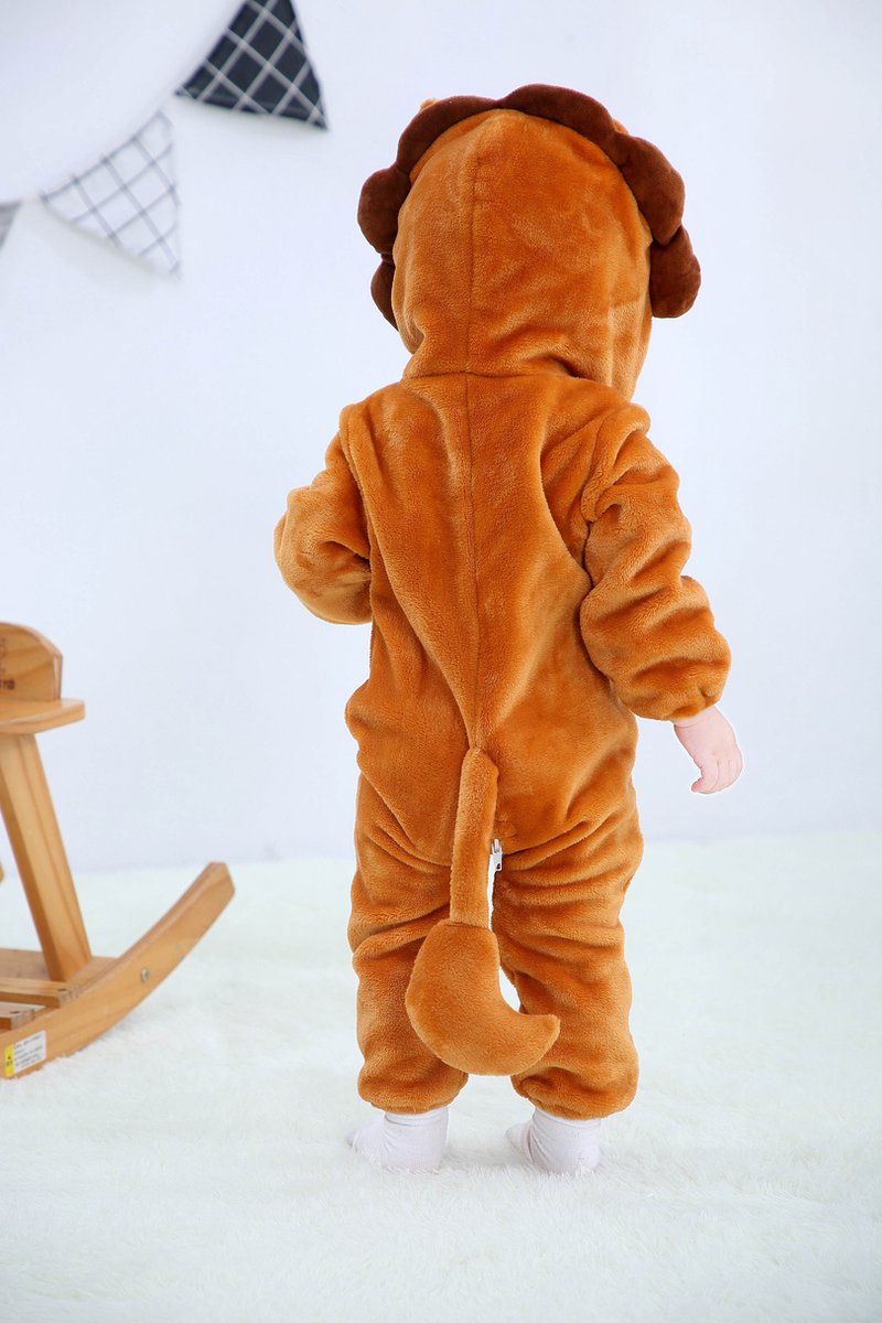 Budino® Baby Onesie - Baby Romper - Baby Pyjama - Baby Pakje - Baby Verkleedkleding - Carnavalskleding - Dier - Leeuw - Bruin — afbeelding 9