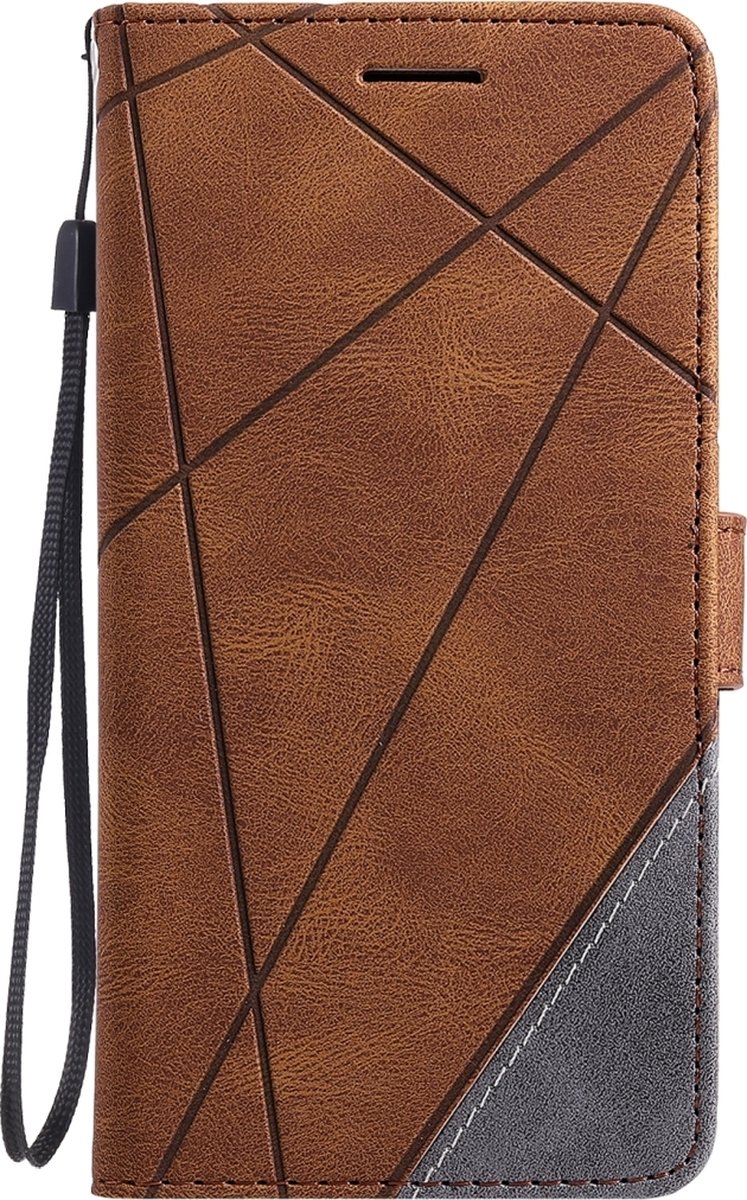Mobigear Telefoonhoesje geschikt voor Apple iPhone 12 Mini Hoesje | Mobigear Rhombus Bookcase Portemonnee | Pasjeshouder voor 3 Pasjes | Telefoonhoesje voor Pinpas / OV Kaart / Rijbewijs - Bruin