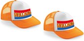 4x stuks oranje snapback cap/ truckers pet Holland vlag dames en heren - supporter - Koningsdag/ EK/ WK caps