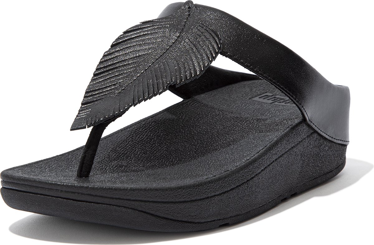 FitFlop Fino Feather Toe-Post Sandals ZWART - Maat 36 | bol