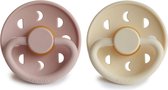 FRIGG Fopspeen Moon Bundel 2 Stuks | T2 6-18 Maanden | Blush, Cream | Natuurrubber