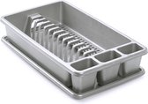 PlasticForte Afdruiprek met lekbak - zilvergrijs - 45 x 26 cm - afwasrek