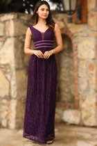 HASVEL-Maxi jurk Dames -Paarsejurk- Maat XS-Galajurk-Avondjurk-Kanten jurk- HASVEL-Women Maxi dress  -Purple Dress- Size XS-Prom Dress-Evening Dress- Lace Dress