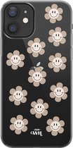 xoxo Wildhearts case voor iPhone 12 - Smiley Flowers Nude - xoxo Wildhearts Transparant Case