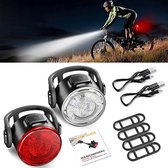 Vardaan fietslamp - Fiets koplamp - fiets achterlamp - Oplaadbare fietslamp - LED Fietsverlichting USB oplaadbaar - 4 modes - Waterbestendig - Fietslicht - Fietslampjes