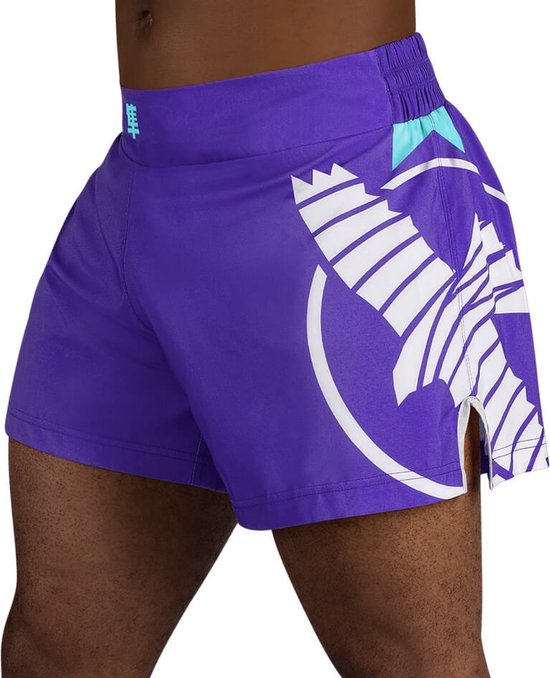 Hayabusa Icon Kickboxing Shorts - paars / wit - maat XL