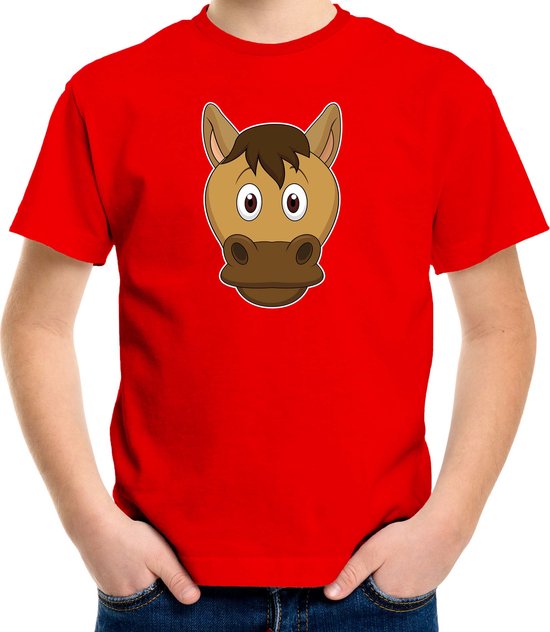Cartoon paard t-shirt rood voor jongens en meisjes - Kinderkleding / dieren t-shirts kinderen 146/152