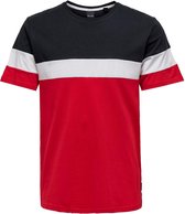 Only & Sons T-shirt Onsbailey Colourblock Ss Tee Exp 22012398 Dark Navy/ Racing Red Mannen Maat - S