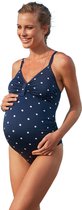 No Gossip Zwempak voor Zwangerschap met V hals Marinewit Stippenpatroon met borstkussen MULTICOLOR 44