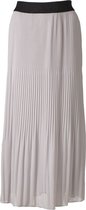 Dames plisse rok uni met elastische brede tailleband - lichtgrijs - lang | Maat S-XL