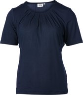 Dames korte mouwen shirt plooien marine | Maat XL