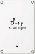 Zoedt tuinposter - met tekst Thuis hier woont ons geluk - wit - 60x80cm