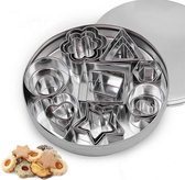Koekjesvorm uitsteekvormpjes geometrisch kleine roestvrijstalen cookie cutters 24-delige DIY tools voor het bakken