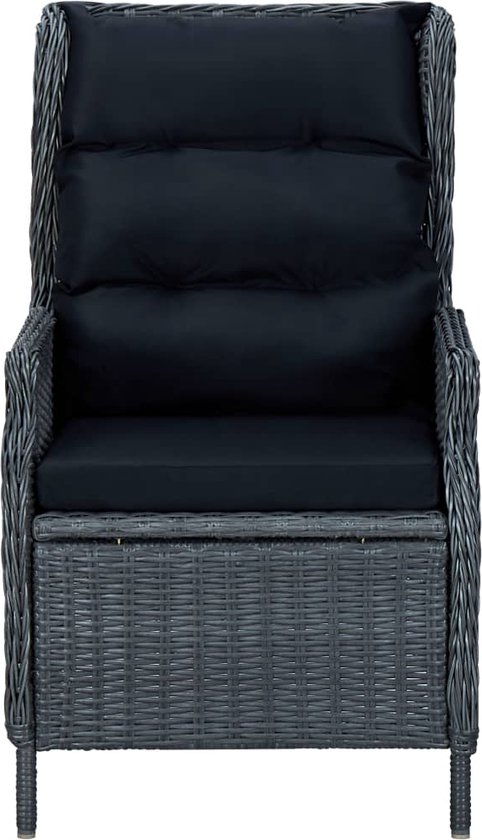 vidaXL Ensemble de jardin 9 pièces avec coussins Poly rotin gris foncé